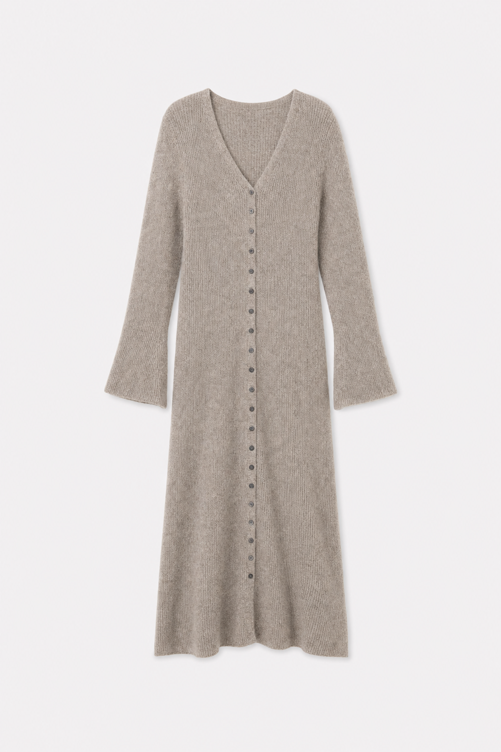 V-Neck Split Front Knit Sweater Dress