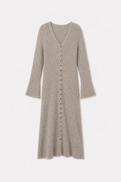 V-Neck Split Front Knit Sweater Dress