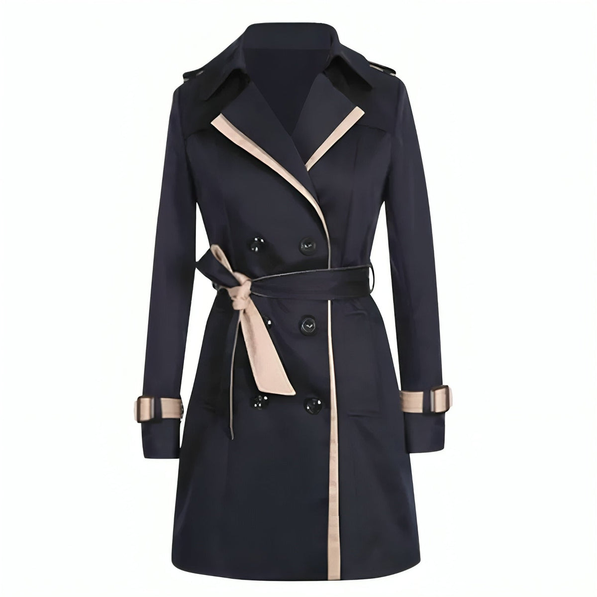 Belted Double-Breasted Trench Coat, Notched Lapel - view 2