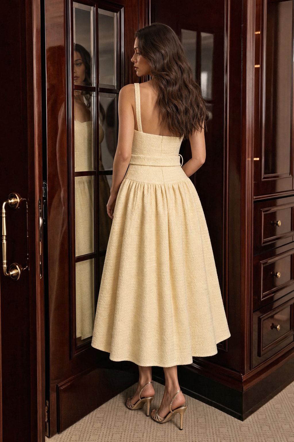 Textured Belted Backless Maxi Dress - 3