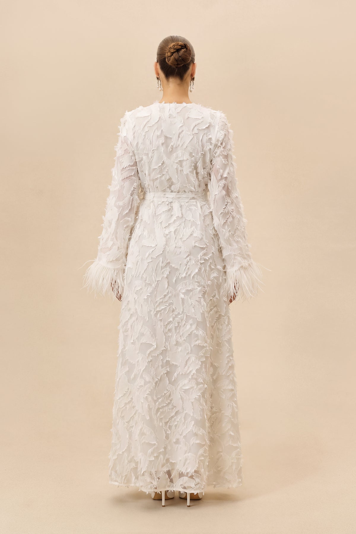 White fringe cuff wrap maxi dress - view 3
