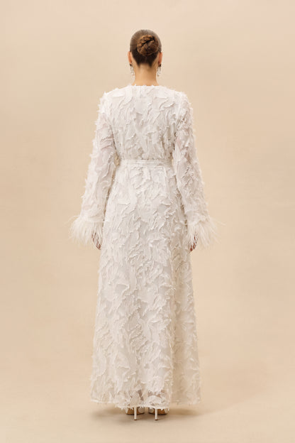 White fringe cuff wrap maxi dress - view 3