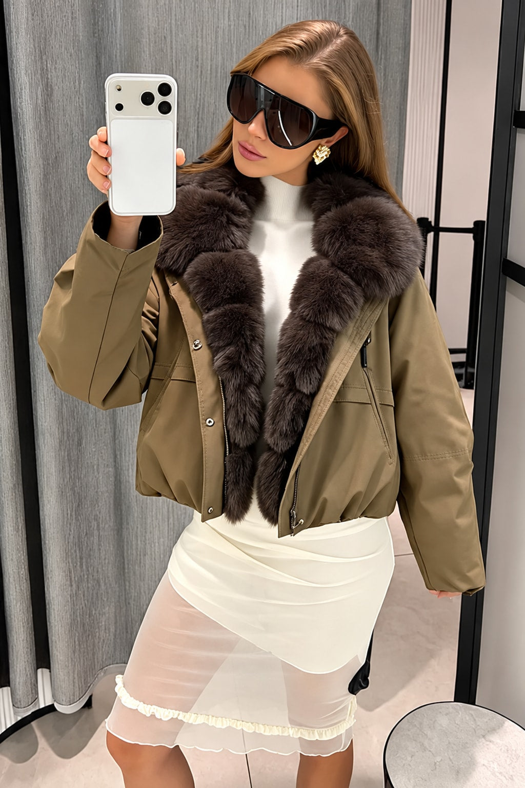 Faux Fur Jacket Short Coat Loose Outerwear - 2