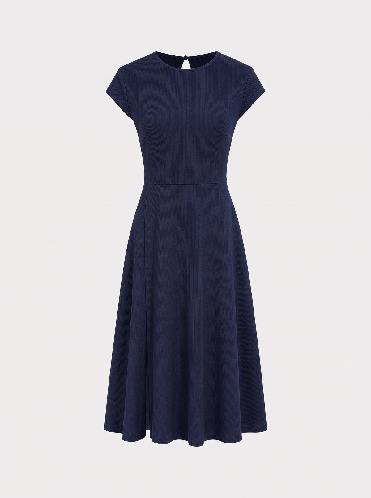 Navy Knit Backless A-Line Midi Dress