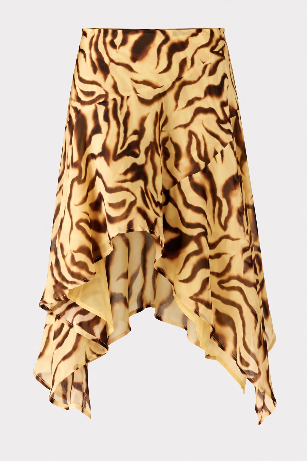 Polyester Midi Skirt Leopard Print Asymmetrical Hem - 1