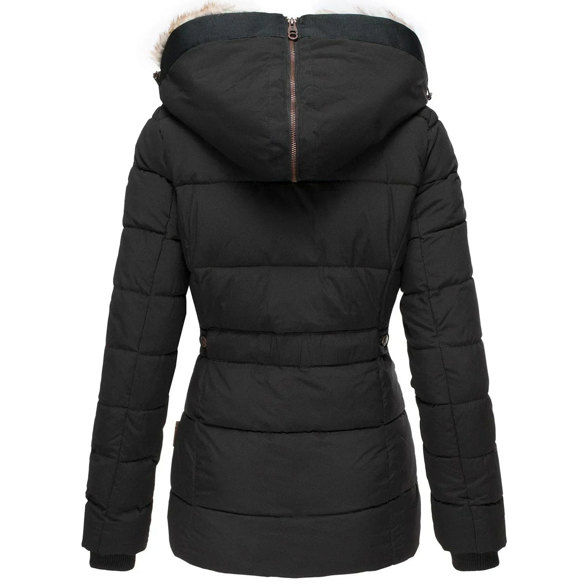 Quilted Hooded Jacket With Faux Fur Trim - view 6