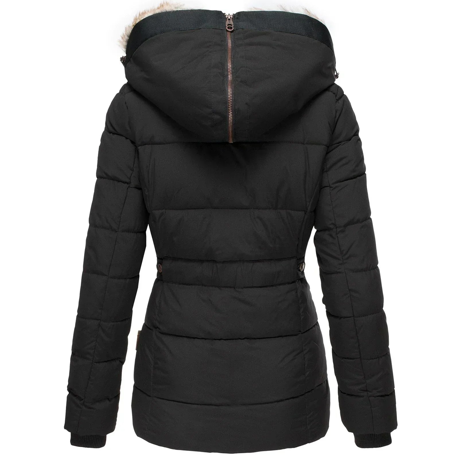 Quilted Hooded Jacket With Faux Fur Trim - view 6