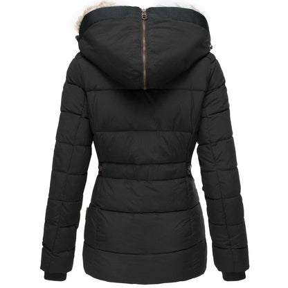 Quilted Hooded Jacket With Faux Fur Trim - view 6