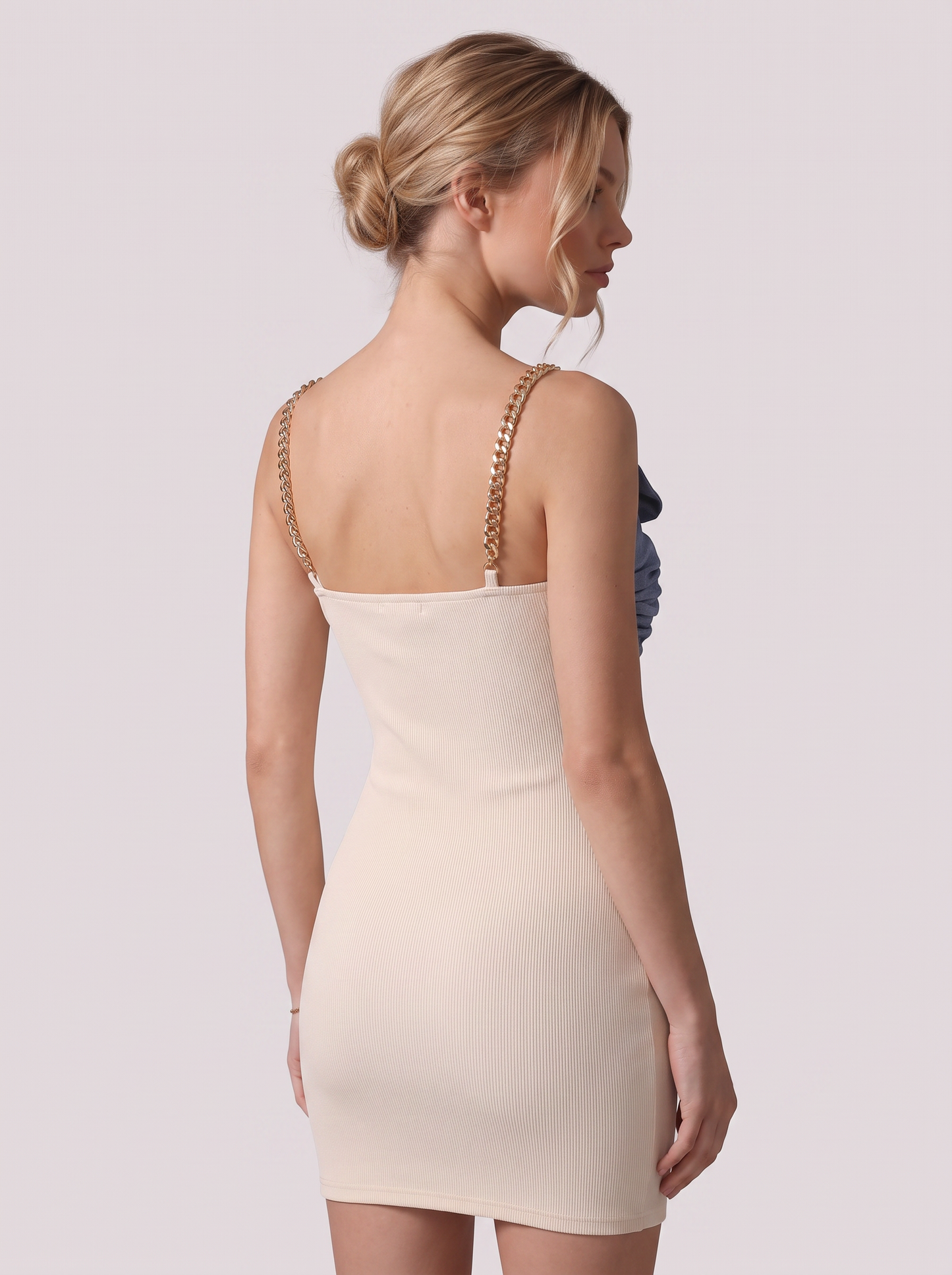 Beige Chain-Trim Sleeveless Mini Dress - view 4