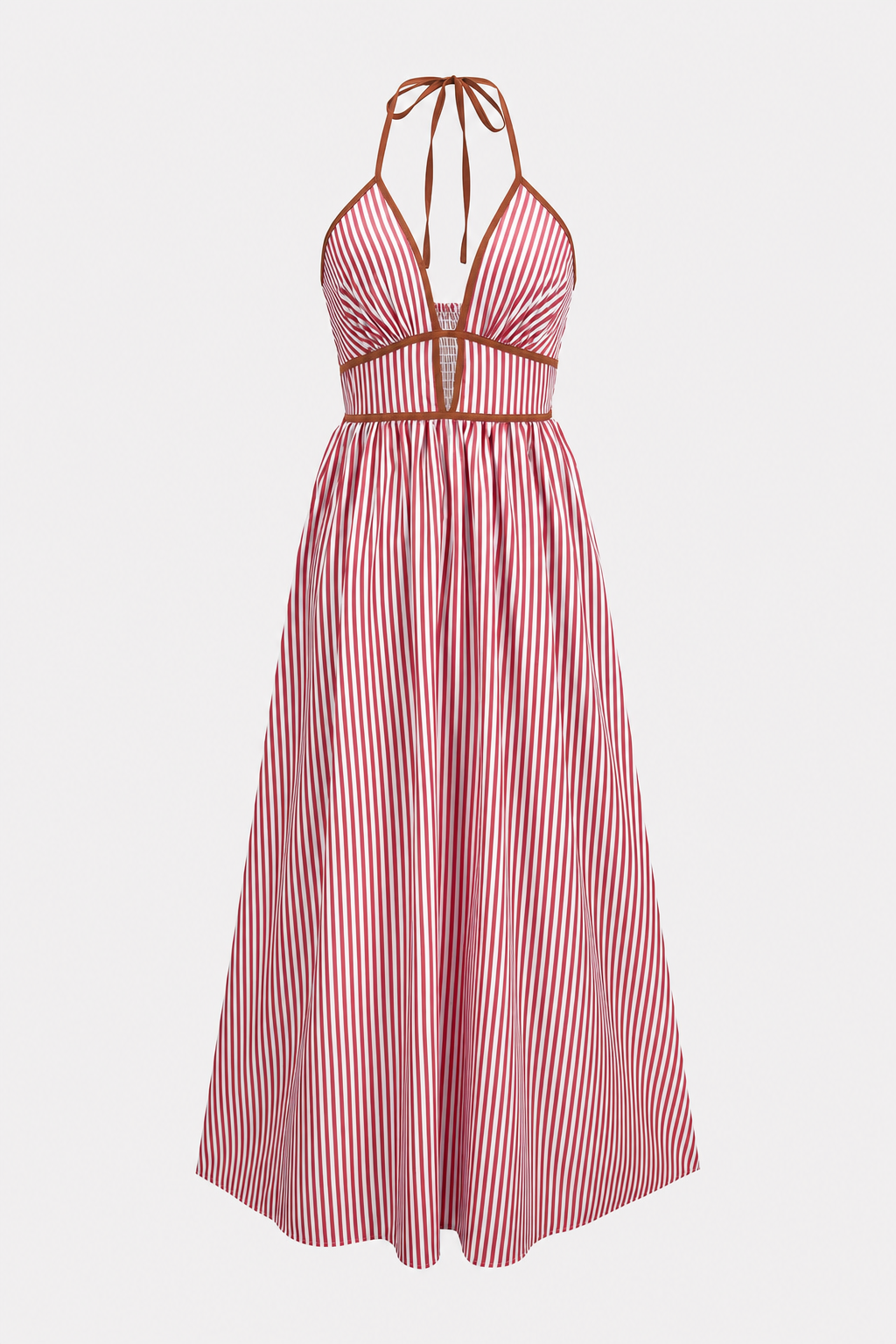 Striped halter neck sleeveless maxi dress - view 8