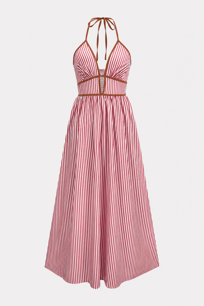 Striped halter neck sleeveless maxi dress - view 8