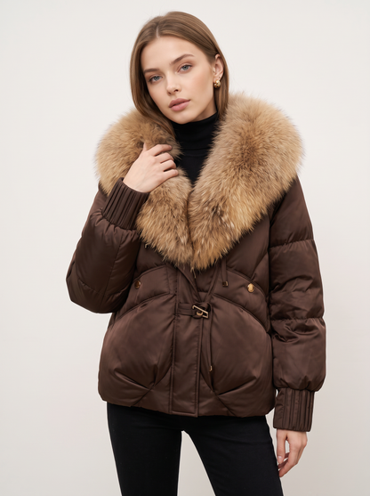 Fur Collar Short Puffer Coat in Five Colors - view 5