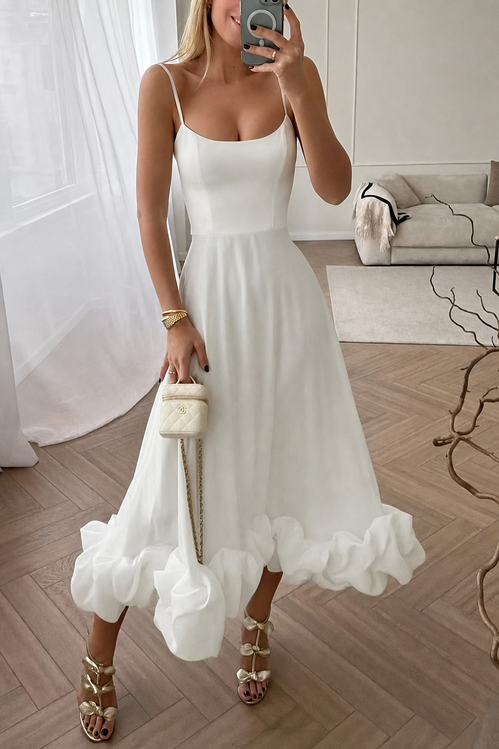 Bustier Flounce Midi Dress - view 3