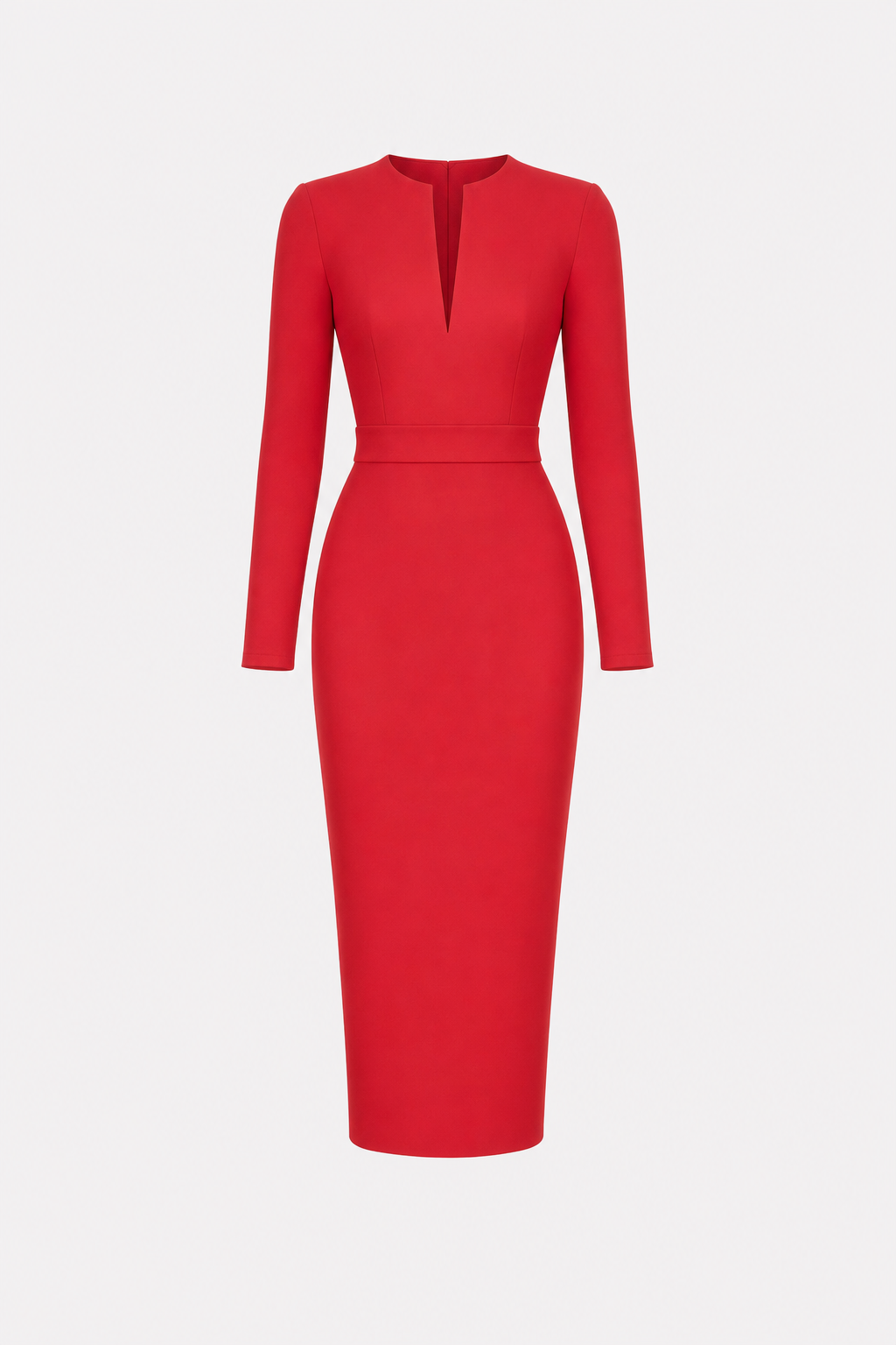 Satin pencil dress with back slit - view 13