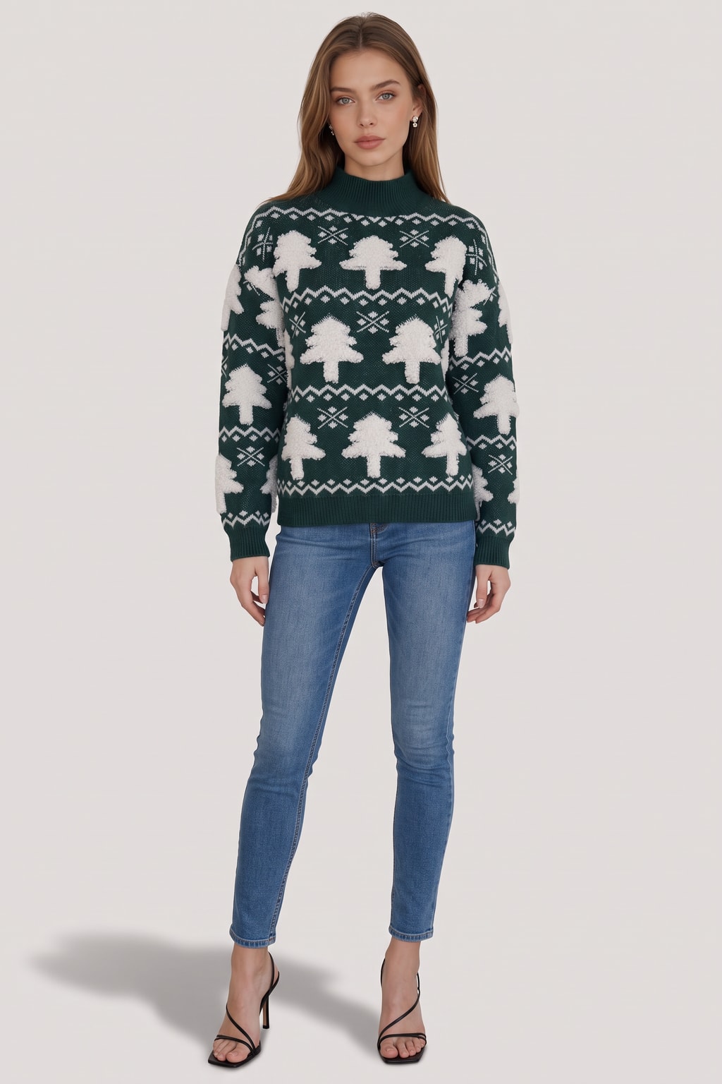 Knit Holiday Sweater with Textured Festive Motifs - 3