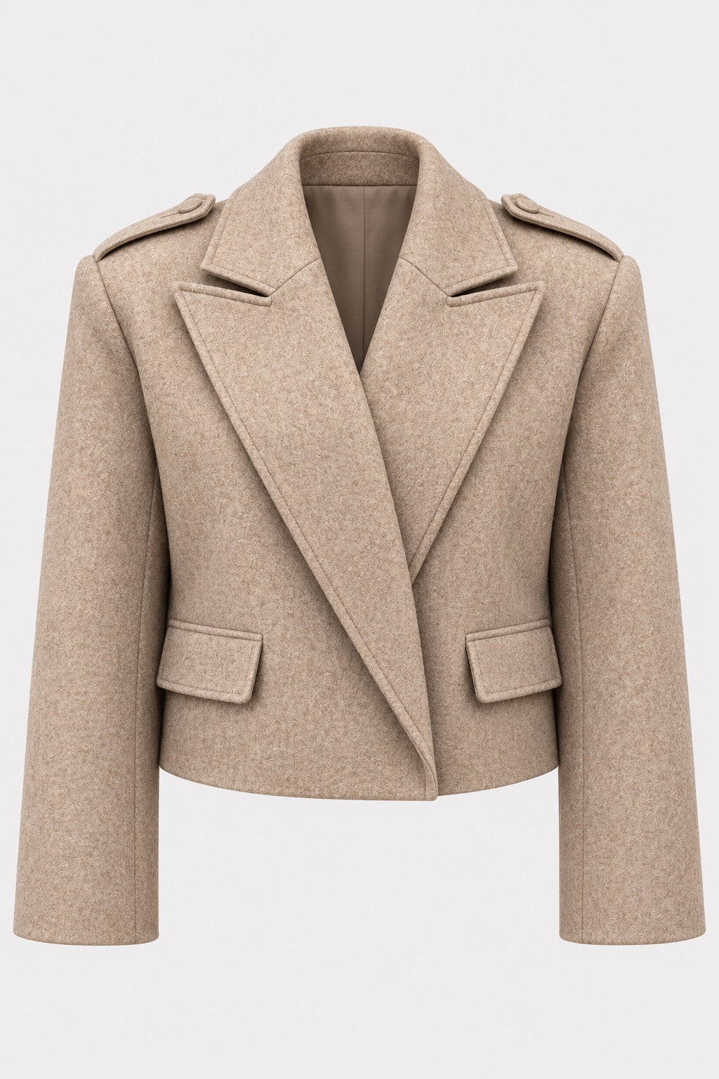 Polyester Jacket Cropped Lapel Chic Outerwear - 1