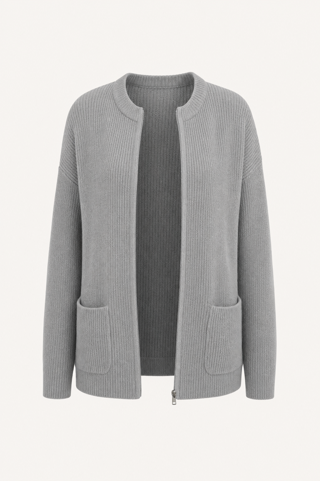 Soft zip-up relaxed fit cardigan