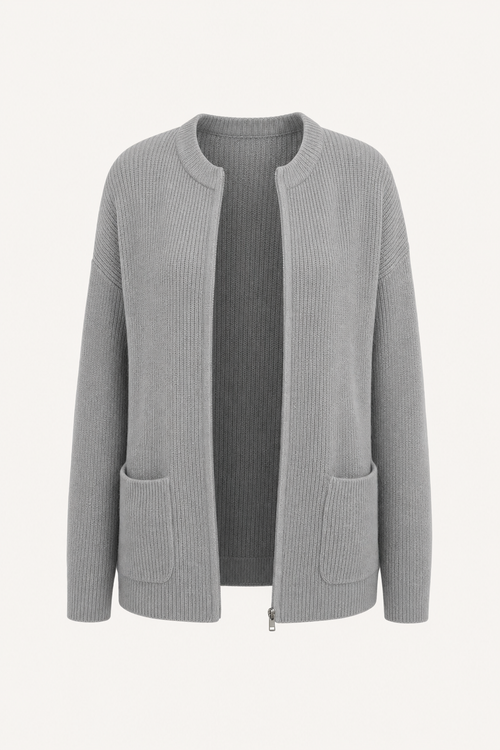 Soft zip-up relaxed fit cardigan