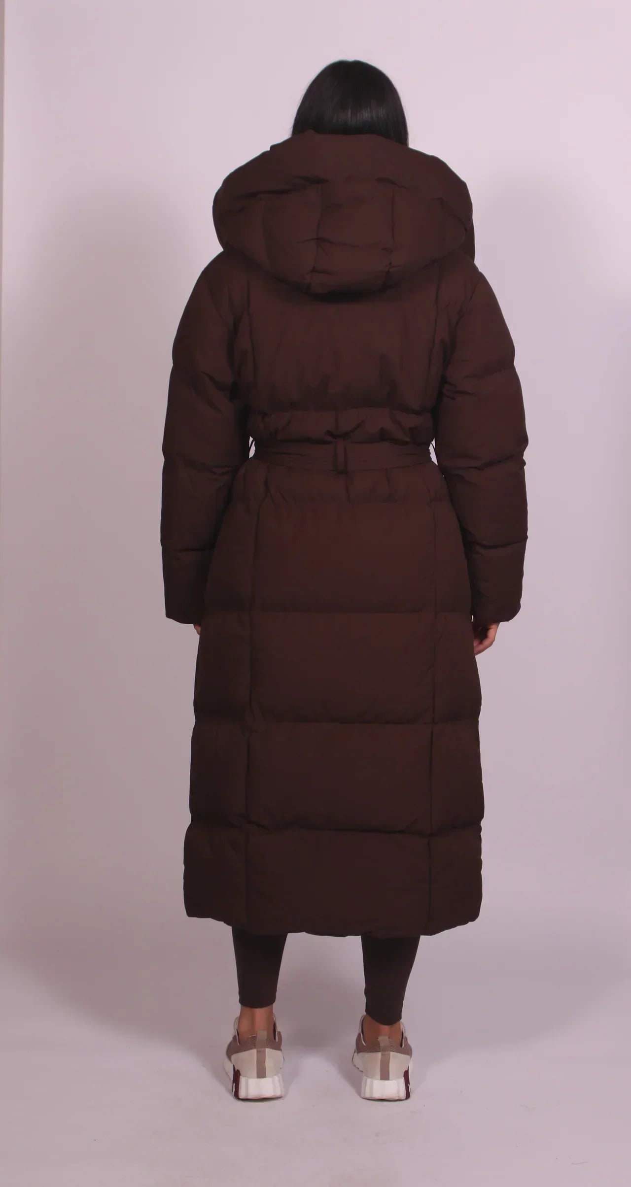 Padded Full-Length Coat With Cinched Waist - view 4