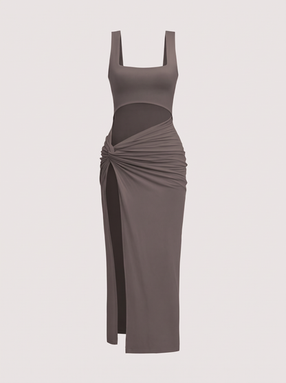 Twist Front Cutout Midi Dress - view 10