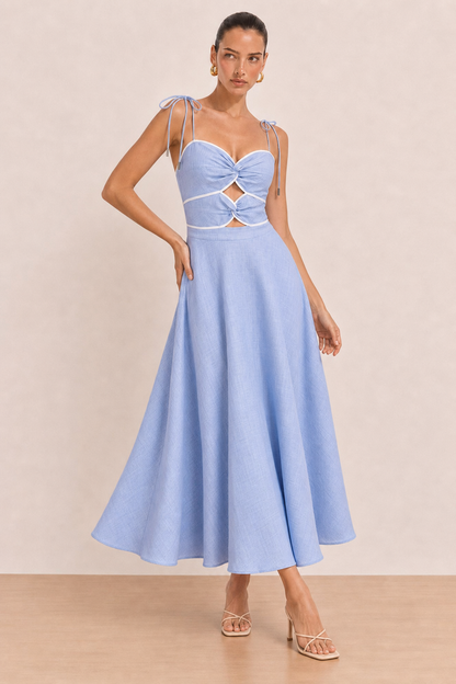 Cutout Tie-Strap Maxi Dress, Woven - view 4