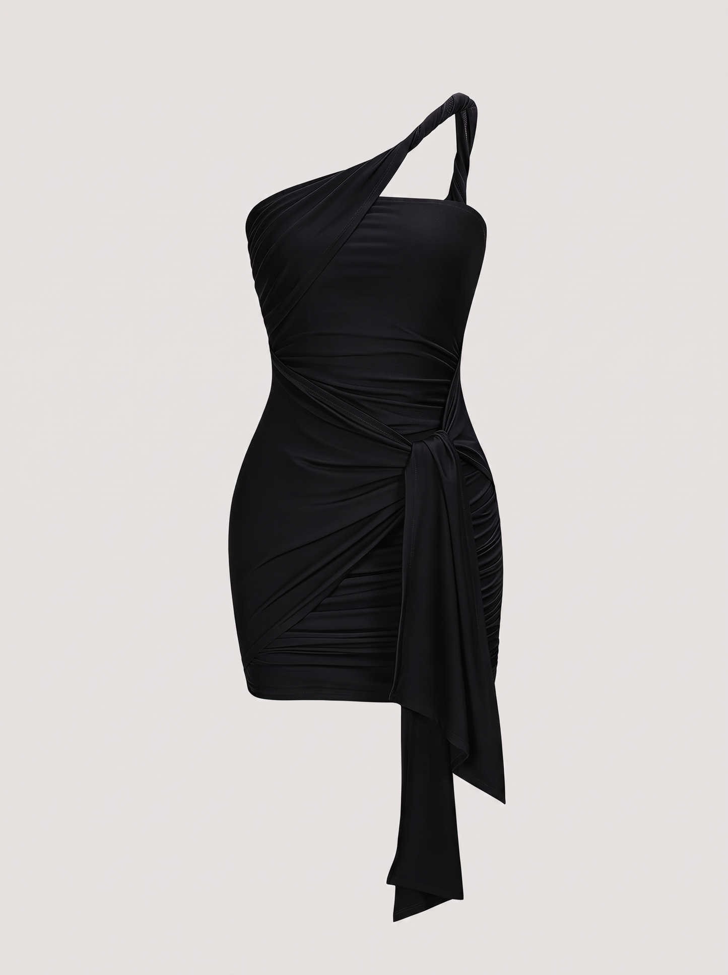 Twist Knot One-Shoulder Ruched Mini Dress - view 7