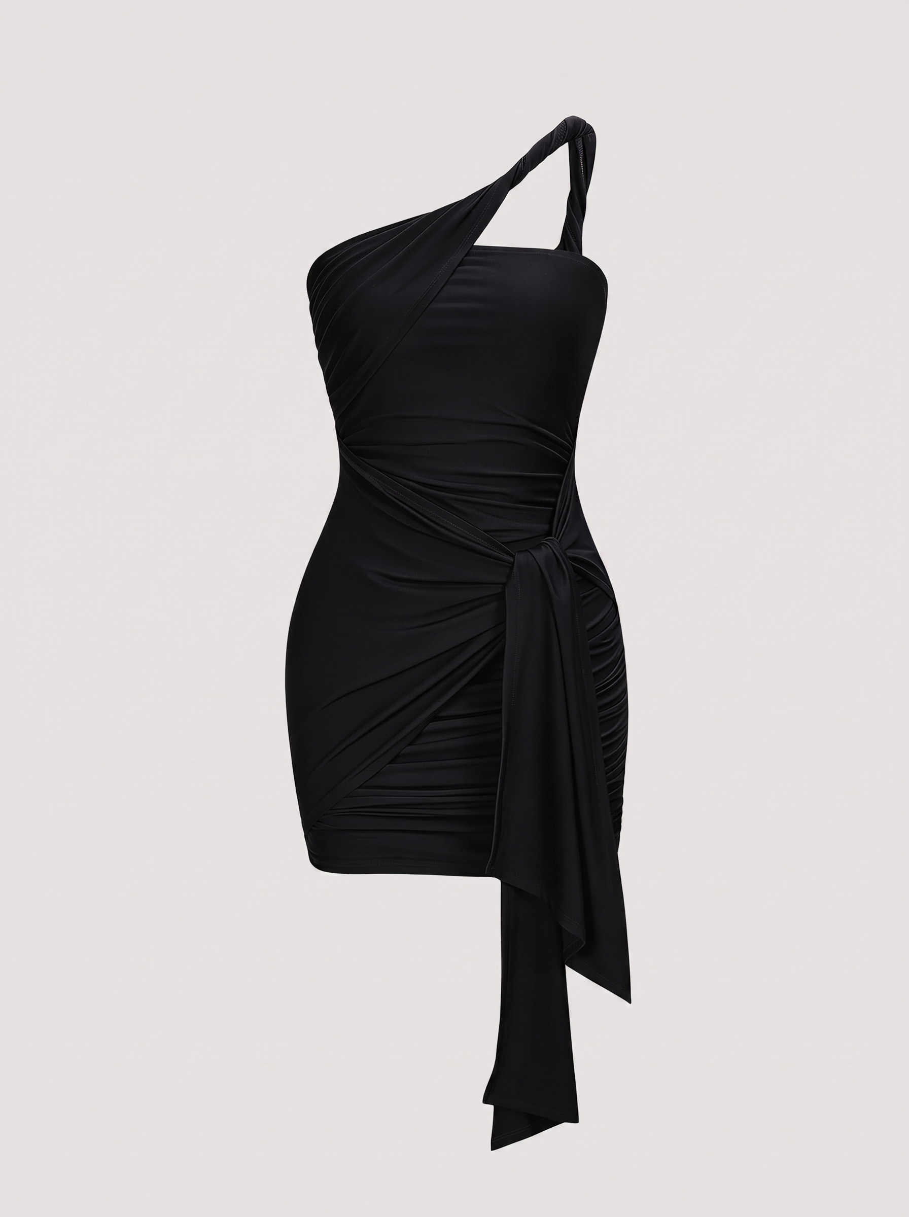 Twist Knot One-Shoulder Ruched Mini Dress - view 7