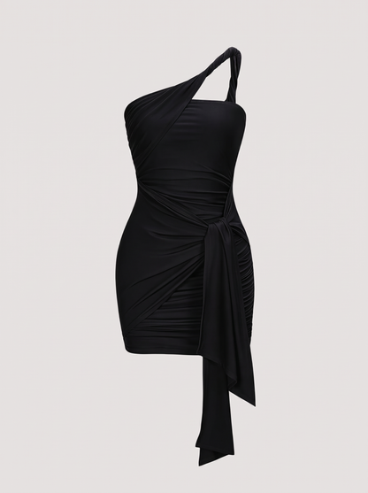 Twist Knot One-Shoulder Ruched Mini Dress - view 7
