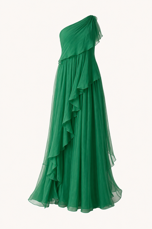 Flowy One-Shoulder Ruffle Maxi Dress