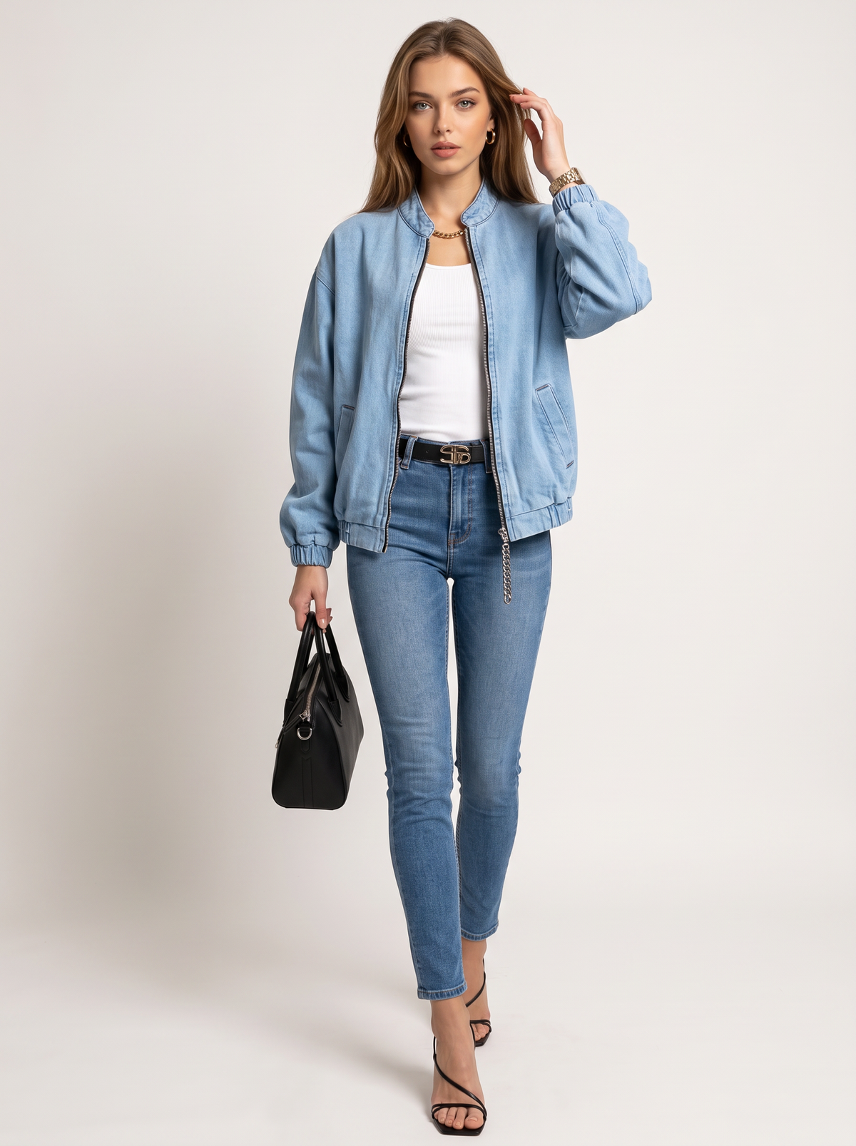 Blue Lightweight Zip-Front Bomber Jacket - view 4