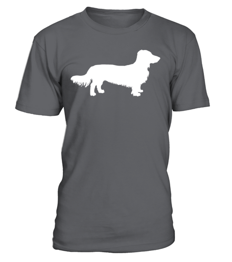 Long Hair Dachshund Dog Dachshund Gift Silhouette T-Shirt - Charcoal