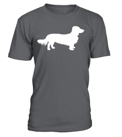 Long Hair Dachshund Dog Dachshund Gift Silhouette T-Shirt - Charcoal