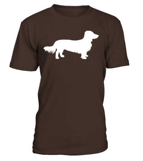 Long Hair Dachshund Dog Dachshund Gift Silhouette T-Shirt - Dark Chocolate