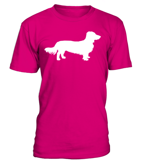 Long Hair Dachshund Dog Dachshund Gift Silhouette T-Shirt - Dark Pink