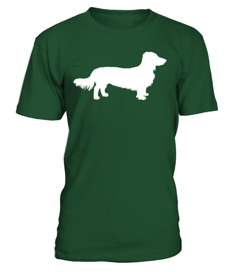 Long Hair Dachshund Dog Dachshund Gift Silhouette T-Shirt - Green Bottle