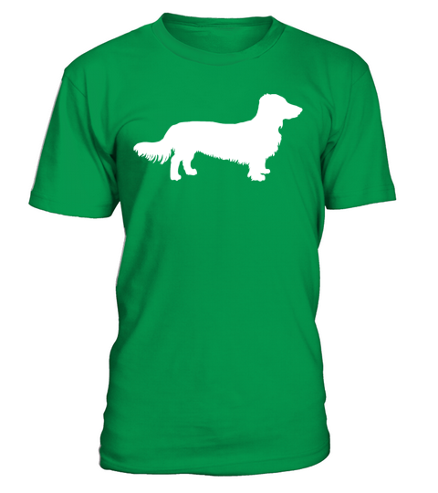 Long Hair Dachshund Dog Dachshund Gift Silhouette T-Shirt - Irish Green