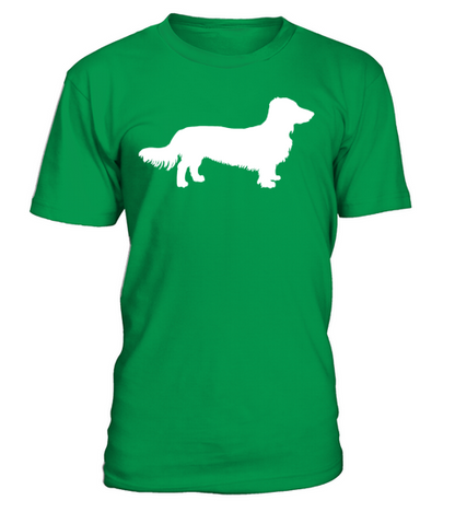 Long Hair Dachshund Dog Dachshund Gift Silhouette T-Shirt - Irish Green