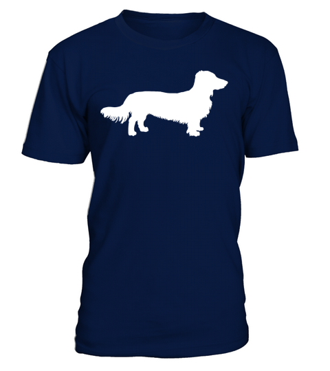 Long Hair Dachshund Dog Dachshund Gift Silhouette T-Shirt - Navy