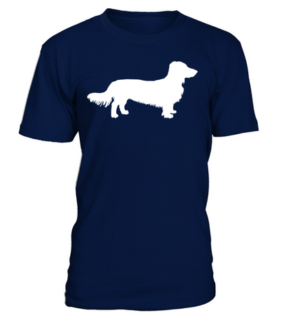 Long Hair Dachshund Dog Dachshund Gift Silhouette T-Shirt - Navy