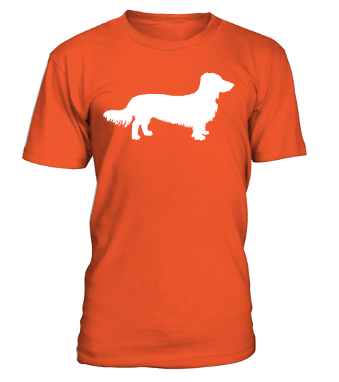 Long Hair Dachshund Dog Dachshund Gift Silhouette T-Shirt - Orange
