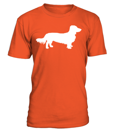 Long Hair Dachshund Dog Dachshund Gift Silhouette T-Shirt - Orange