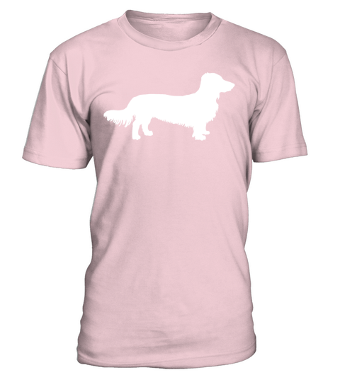 Long Hair Dachshund Dog Dachshund Gift Silhouette T-Shirt - Pale Pink