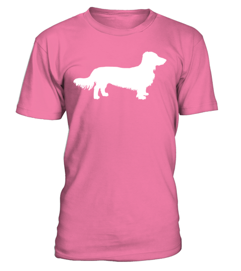 Long Hair Dachshund Dog Dachshund Gift Silhouette T-Shirt - Pink Azalea