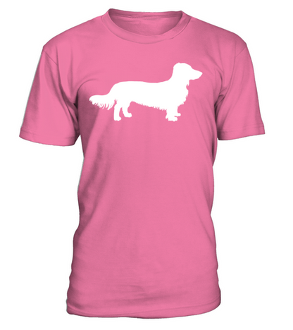 Long Hair Dachshund Dog Dachshund Gift Silhouette T-Shirt - Pink Azalea