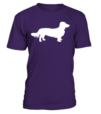 Long Hair Dachshund Dog Dachshund Gift Silhouette T-Shirt - Purple
