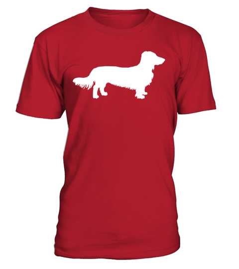 Long Hair Dachshund Dog Dachshund Gift Silhouette T-Shirt - Red