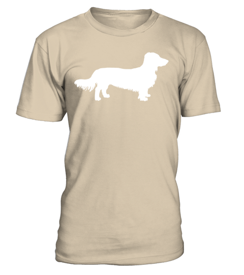 Long Hair Dachshund Dog Dachshund Gift Silhouette T-Shirt - Sand
