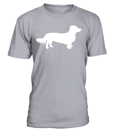 Long Hair Dachshund Dog Dachshund Gift Silhouette T-Shirt - Sport Grey