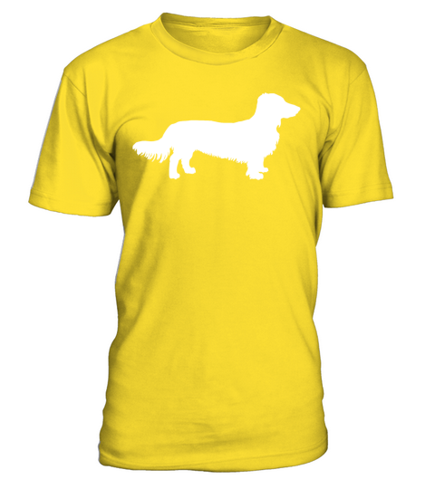 Long Hair Dachshund Dog Dachshund Gift Silhouette T-Shirt - Yellow