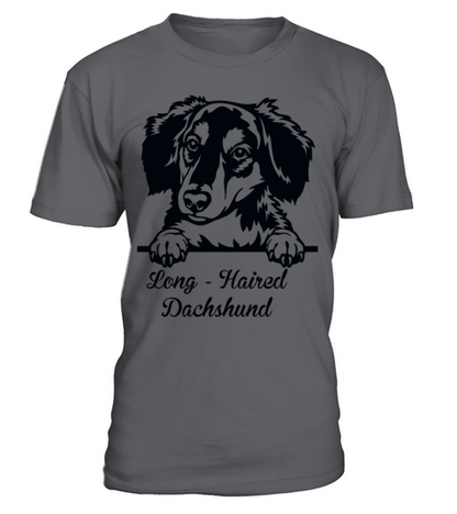 Long Haired Dachshund T-Shirt Unisex - Charcoal